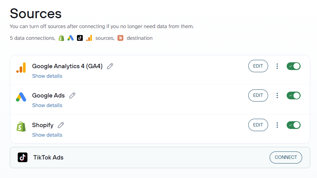 coupler multiple data sources with shopify
