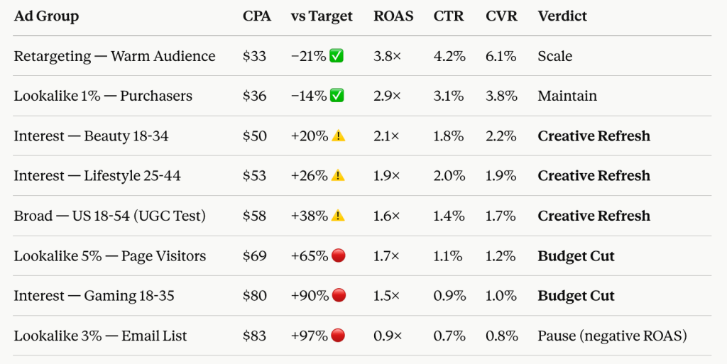 TikTok Ads Ad Group Review in Claude (Last 14 Days)