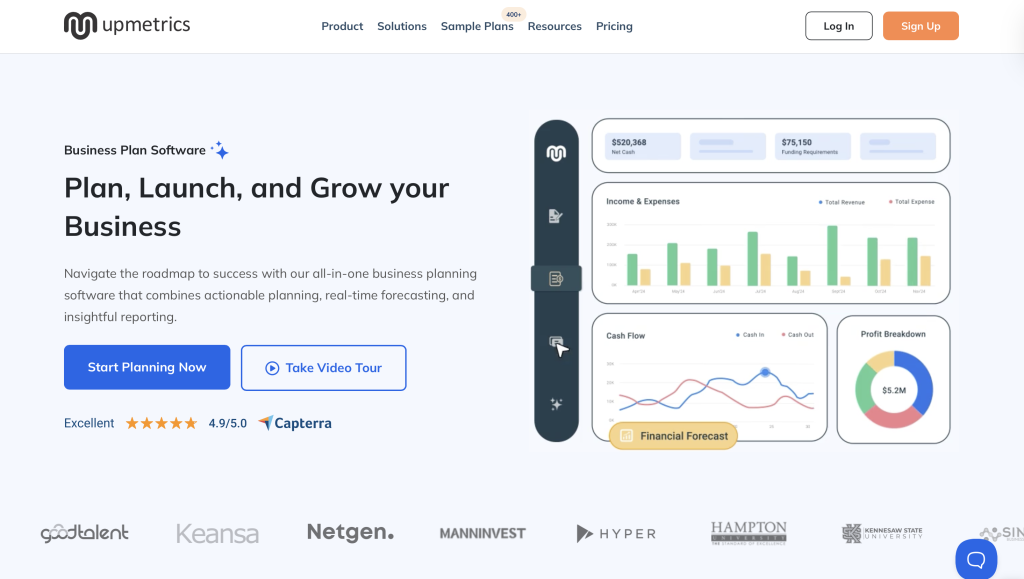 upmetrics homepage