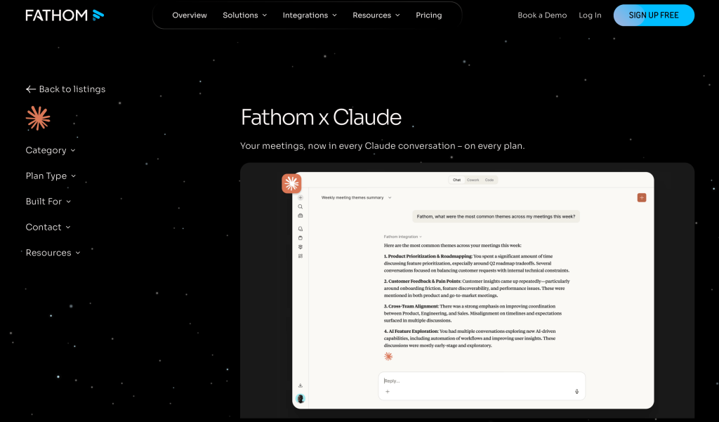 fathom claude connector