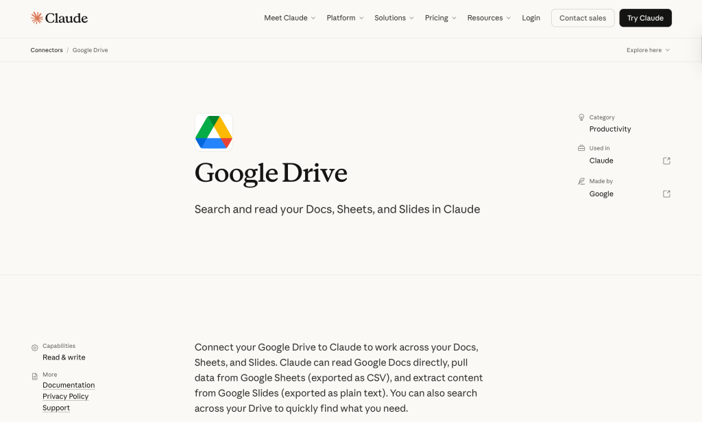 gdrive claude connector