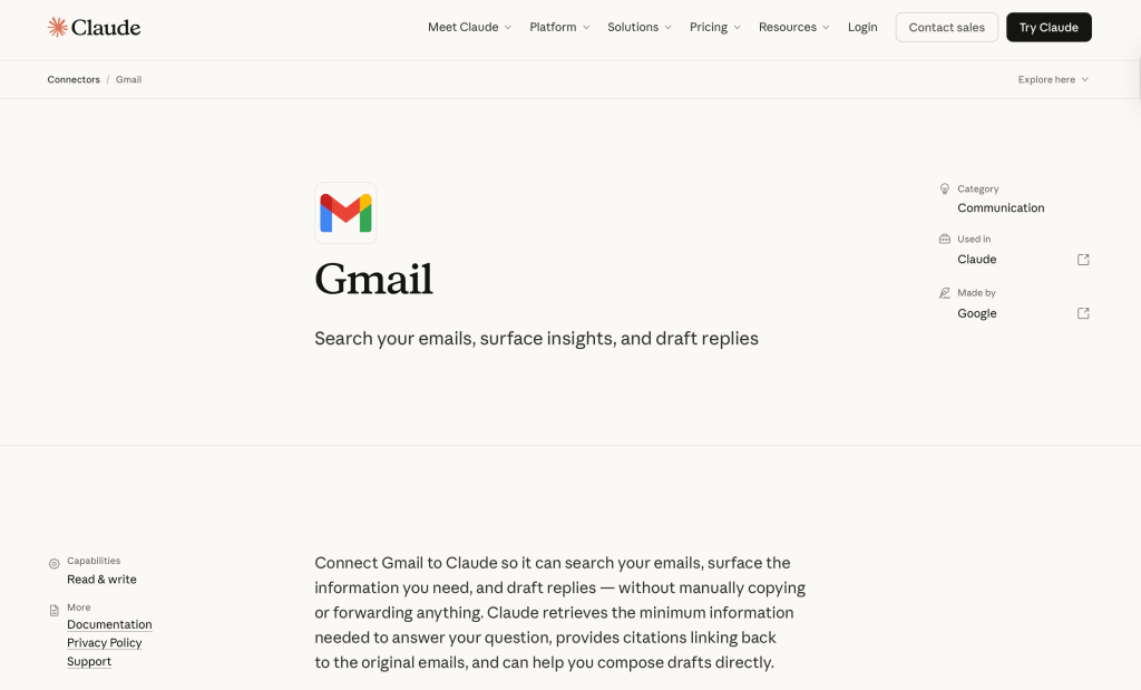 gmail claude connector